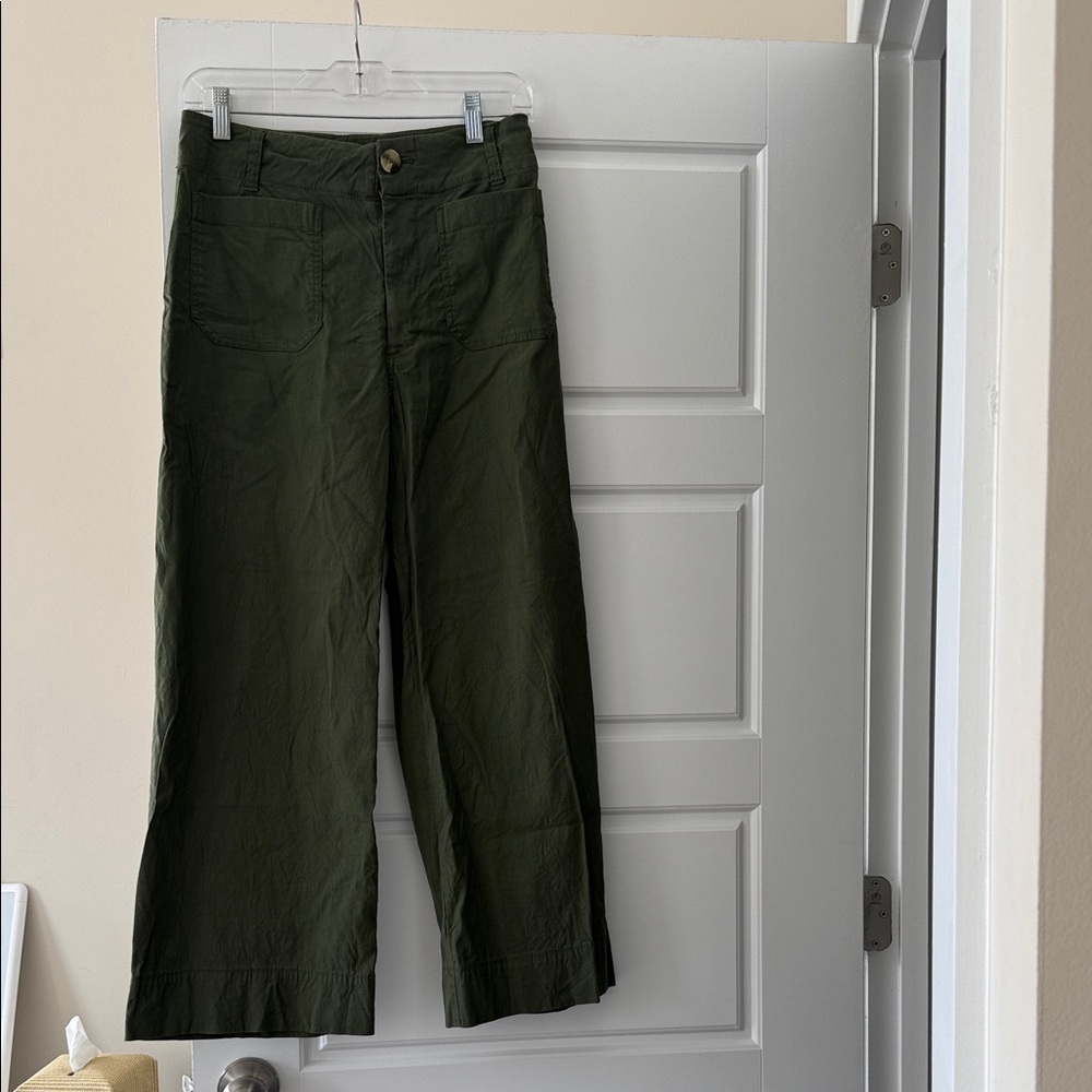 Anthropologie Maeve Colette wide leg olive green pants